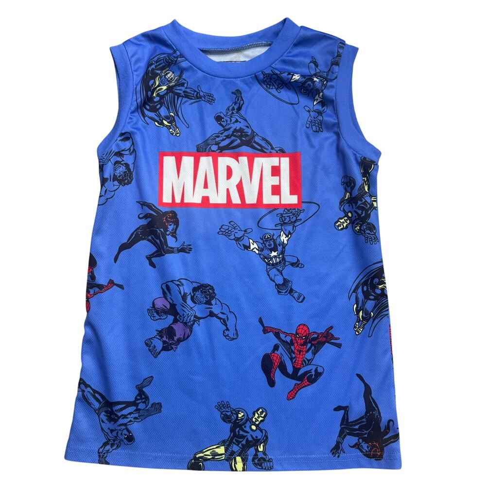 MARVEL MCU COMIC JERSEY KIDS SHIRT CHILDREN M 8-10 MEDIUM BLUE BASKETBALL
